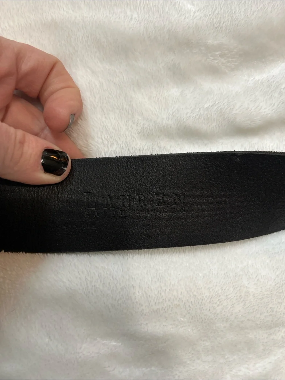 Lauren Ralph Lauren Genuine Leather Black Triple Ring Belt Med 90s Minimalist